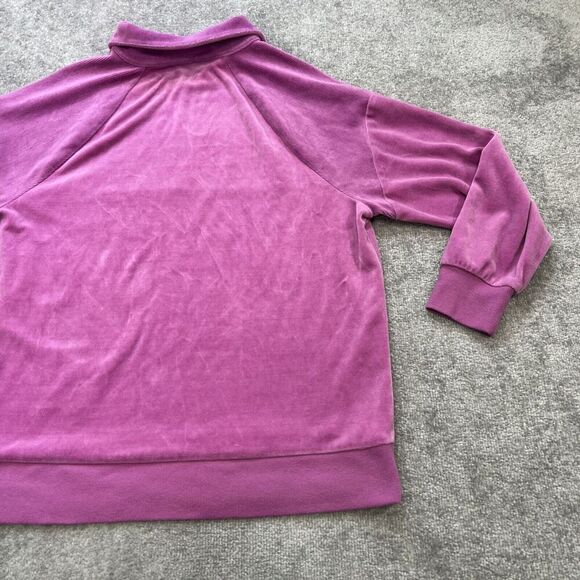 Wild Fable Velour 1/4 Zip Pullover Sweatshirt Purple Magenta Sz Medium Oversized - Picture 11 of 11